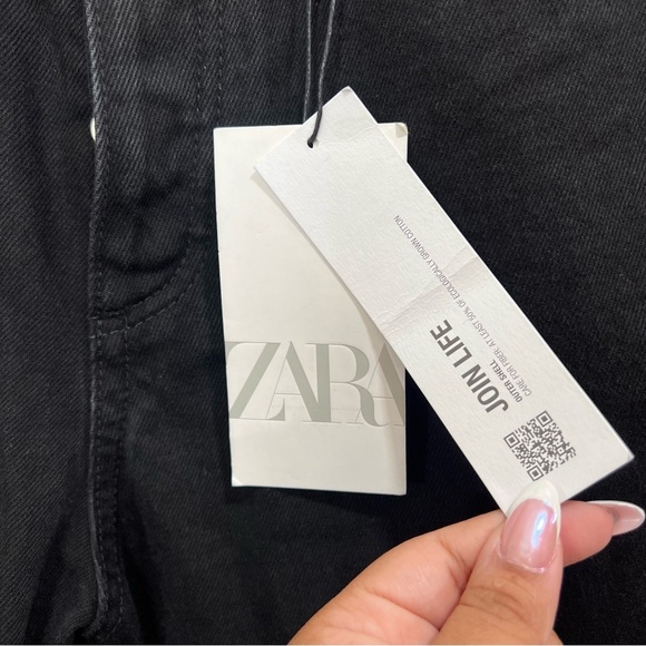 Zara Women's NWT straight leg high rise size 4 black jeans button fly Cotton - Picture 7 of 16